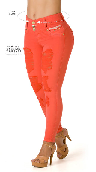 Irfuanor Jeans Skinny Levanta Cola Tiro Alto 52239DPAT-B - Salmon