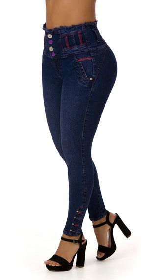 Jacinda Jeans Skinny Levanta Cola Super Alto 70171TCT-N - Azul Oscuro