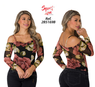 Blusa Floral Con Tiras En Hombros 2B5169B - Estampado