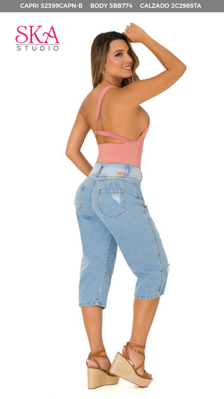 Maravy Capris Levantacola Pretina Normal 52399CAPN-B - Hielo