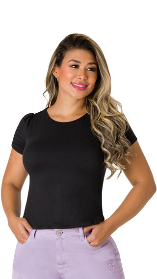  Blusa Casual Ajustada 5B5384B - Negro