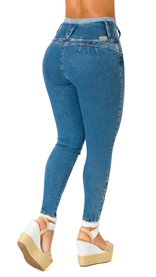 Happy Jeans Skinny Levanta Cola Tiro Alto 71101TCT-N - Azul Medio