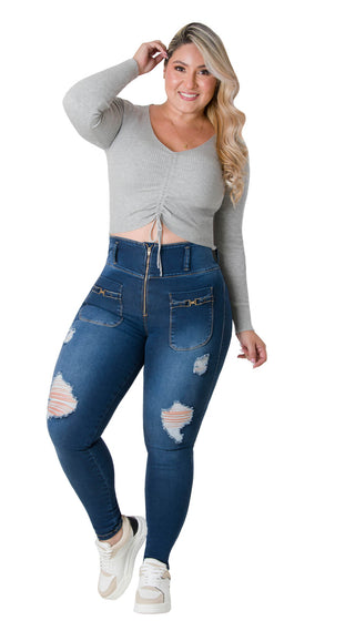 Jeans levanta cola skinny ska 52523DPAP-N - Azul Oscuro