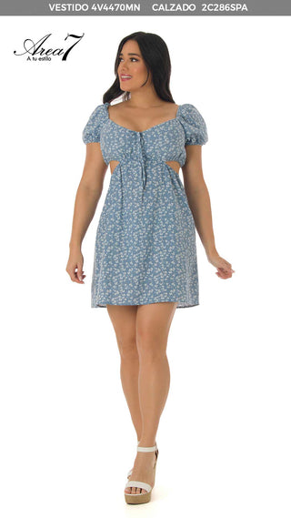 Vestido Corto Con Estampado Floral 4V4470MN - Estampado