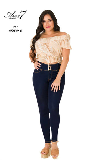 Iolanthe Jeans Skinny Levanta Cola Tiro Alto 4583P-B - Azul Oscuro