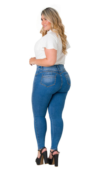 Jean Levanta Cola Skinny Secret Love 21381PNT-B - Azul Medio