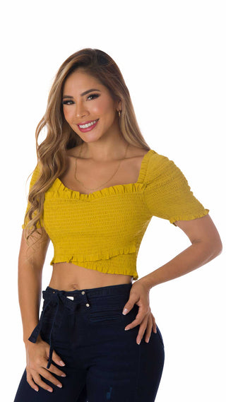 Blusa Manga Corta 2B4693C - Mostaza