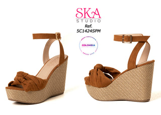 Sandalia Plataforma  Con Doble  Detalle  Demoño  5C1424SPM - Miel