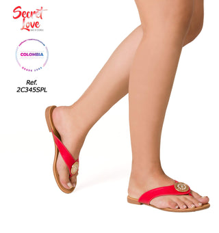 Sandalia Con Hebilla Circular 2C345SPL - Rojo