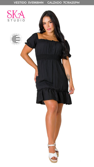 Vestido Mini Cuello Cuadrado 5V5968MN - Negro