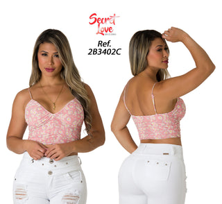 Blusa Floral Con Escote en V 2B3402C - Estampado