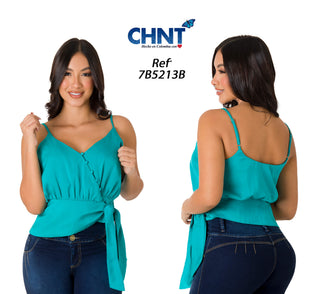 Blusa Con Amarre 7B5213B - Turqueza