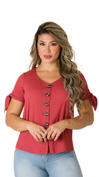 Blusa Con Botones 5B5243B - Ladrillo