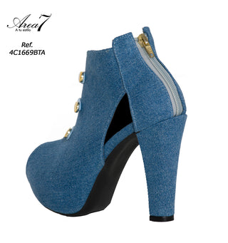 Botin Con Puntera Destapada Denim 4C1669BTA - Azul