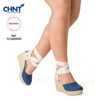 Sandalia Tacon Yute 7C1600SPA - Azul
