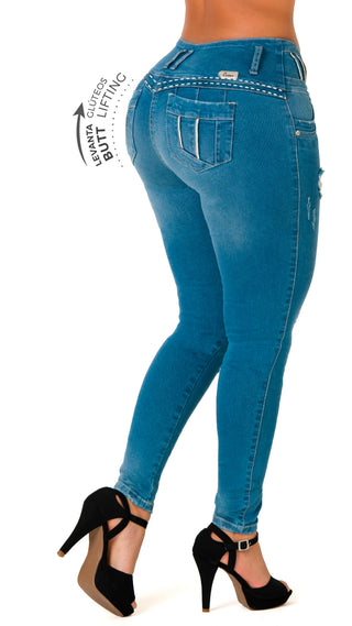 Georgeta Jeans Levantacola Bota Skinny 71013DPAP-B - Azul Claro