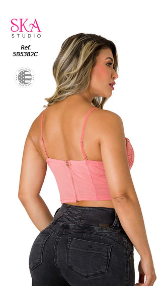  Crop Top Con Encaje  5B5382C - Palo de Rosa