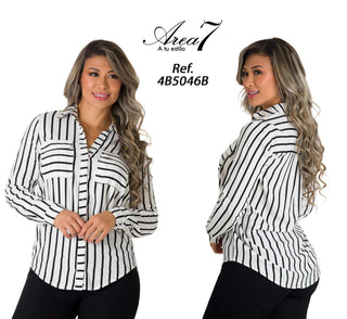 Blusa Estampada Con Rayas 4B5046B - Estampado