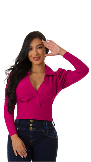 Blusa Manga Larga 7B4136B - Fucsia