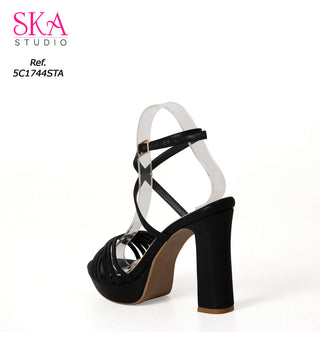 Sandalias De Tacon Ancho 5C1744STA - Negro