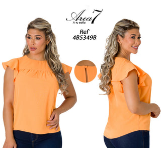  Blusa Suelta Con Leve Fruncido 4B5349B - Naranja