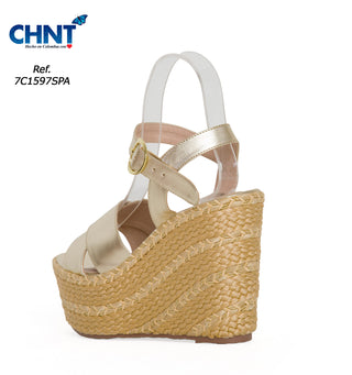 Sandalia Plataforma Yute Metalizadas 7C1597SPA - Dorado