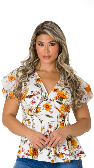  Blusa Con Escote Cruzado 4B5443B - Estampado