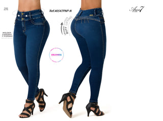 Kaeden Jeans Levantacola Bota Skinny 40547PNP-N - Azul Oscuro