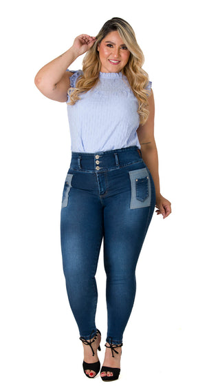 Jeans Levantacola Skinny CHNT 71291PAP-B - Azul Oscuro