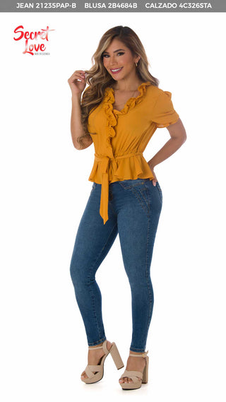 Blusa Manga Corta 2B4684B - Mostaza