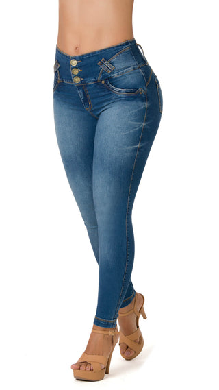 Jianna Jeans Skinny Levantacola 21307PAP-B - Azul Medio