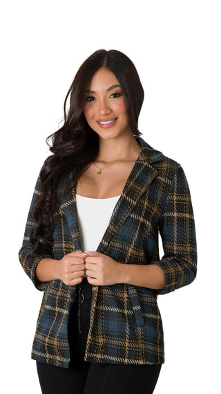 Blazer De Manga 3/4 A Cuadros 4B5092BL - Estampado