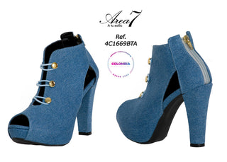 Botin Con Puntera Destapada Denim 4C1669BTA - Azul