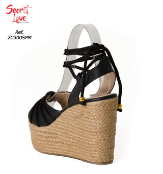 Sandalias Con Plataforma y Ajuste en Cordones 2C300SPM - Negro