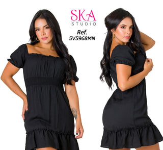Vestido Mini Cuello Cuadrado 5V5968MN - Negro