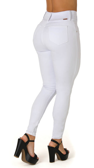 Iona Jeans Skinny Levanta Cola Tiro Alto 40094P-B - Blanco