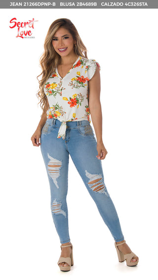 Blusa Estampada Con Ajuste Delantero 2B4689B - Estampado