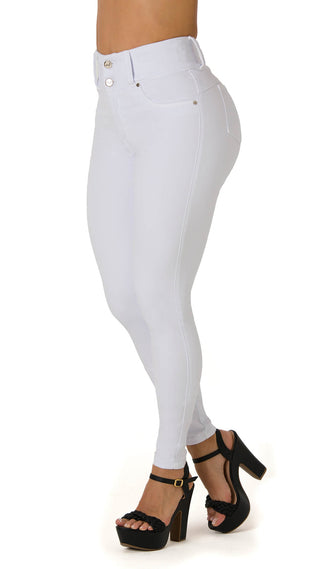 Iona Jeans Skinny Levanta Cola Tiro Alto 40094P-B - Blanco