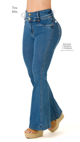 Helenelizabeth Jeans Skinny Levanta Cola Tiro Alto 40390PNC-B - Azul Medio