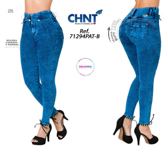 Jeans Levantacola Skinny CHNT 71294PAT-B - Azul Oscuro