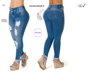 Holly Jeans Levantacola Bota Skinny 40533DPNP-B - Azul Medio
