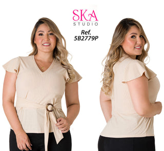  Blusa Con Lazo  5B2779P - Beige