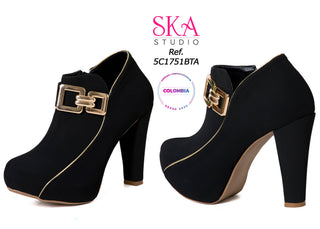 Botines tacÃ³n cono 5C1751BTA - Negro