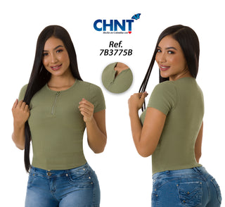 Blusa Con Cierre Delantero 7B3775B - Verde Oliva