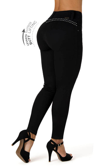 Isaias Jeans Skinny Levanta Cola Tiro Alto 4999P-N - Negro