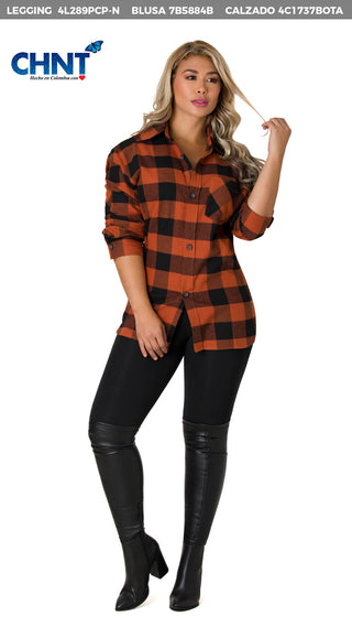 Blusa manga larga y cuello camisero 7B5884B - Estampado