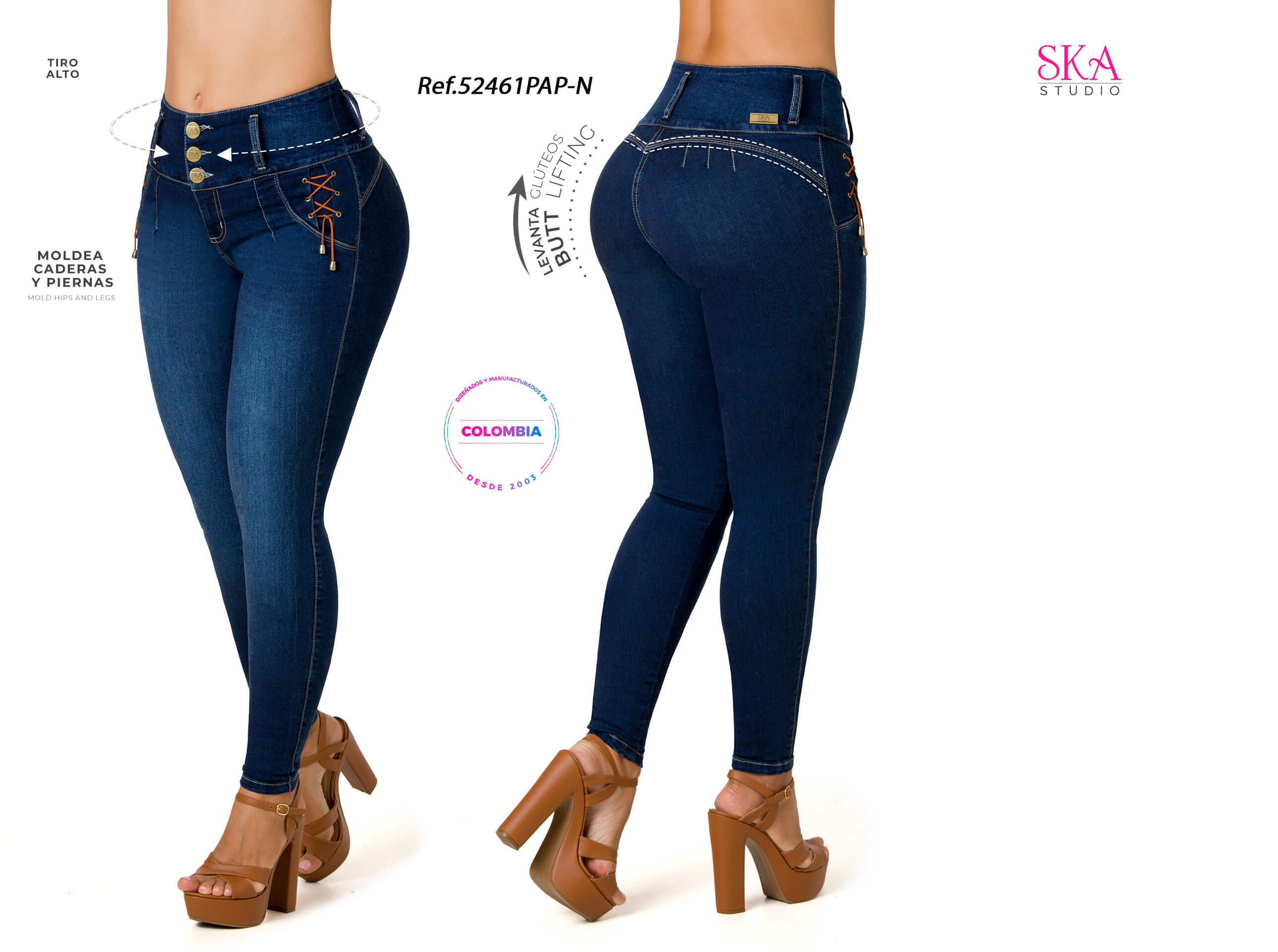 High-rise Butt-Lifting Jeans with Cord Detail 52461PAP-N – Ska Studio Usa