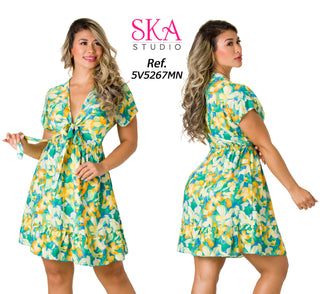 Vestido Mini Con Ajuste En Cintura 5V5267MN - Verde