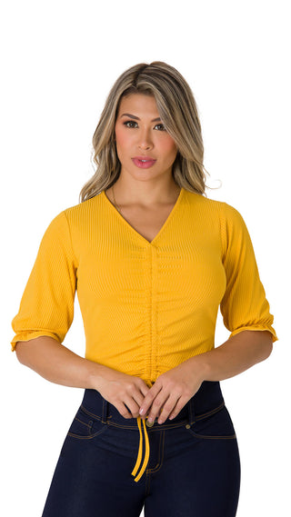 Blusa Con Cordon Ajustable 2B4276C - Amarillo