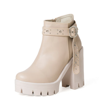 Botines de tacón grueso 5C1757BTM - Beige